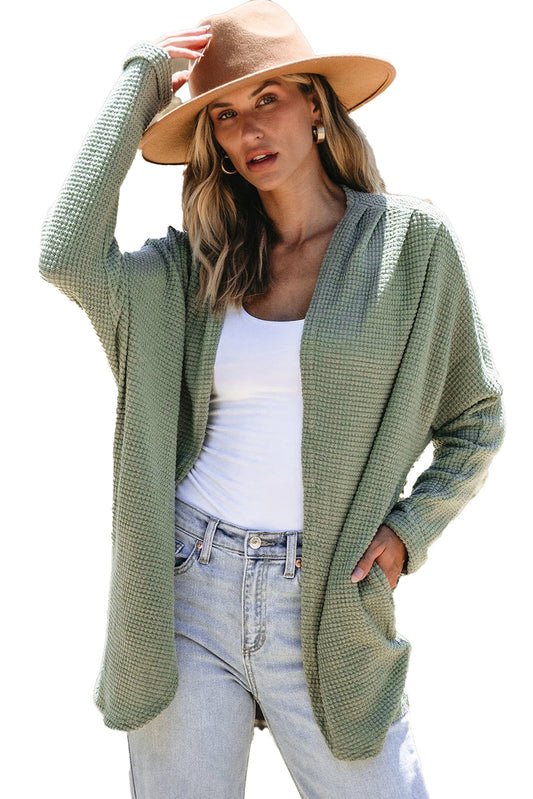 Laurel Green Waffle Knit Cardigan