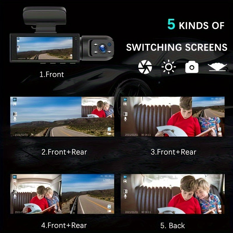 1080p Dual Camera Dash Cam With Night Vision