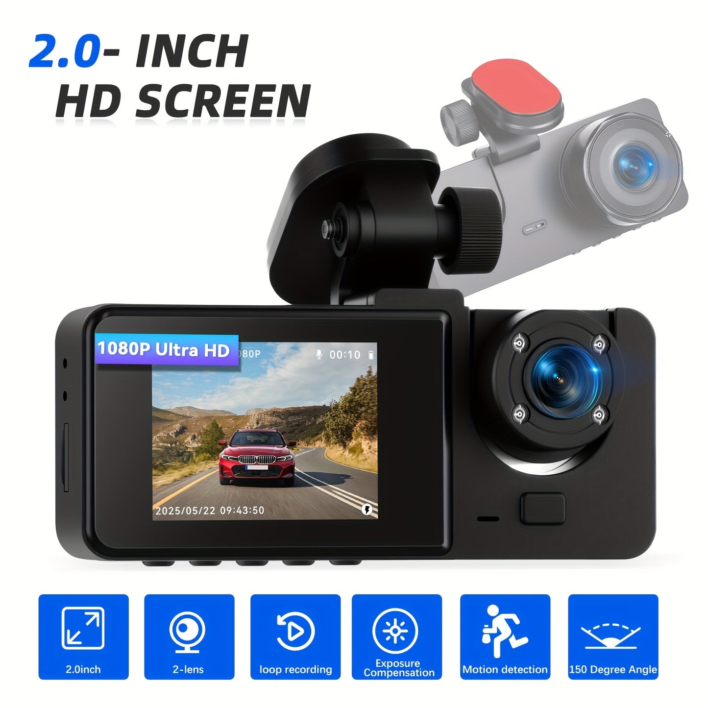 Dual Dash Cam With Night Vision 1080p