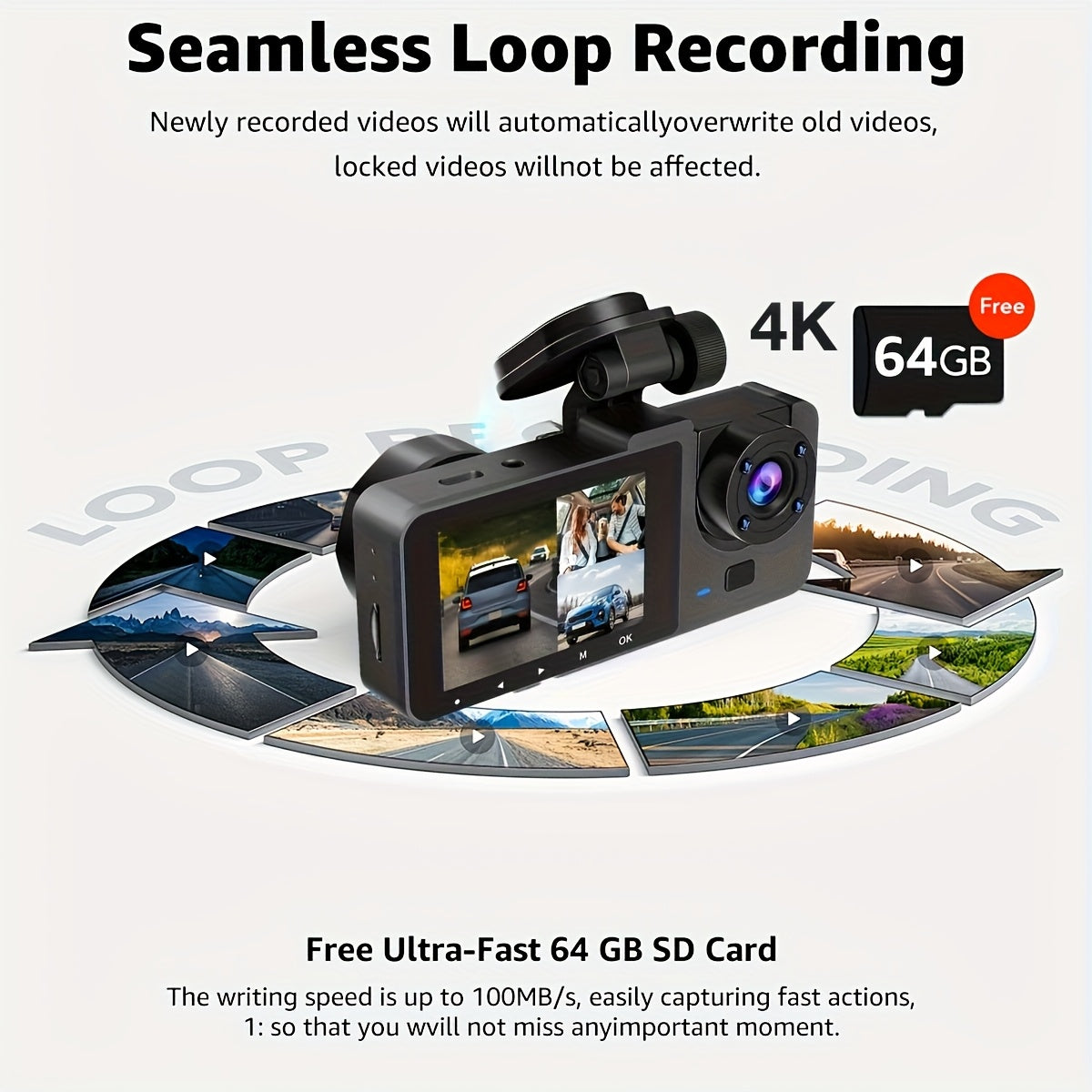 4k Front And Rear Dash Cam, Ultra Hd Recorder