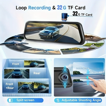 4k Mirror Dash Cam With Dual Cameras