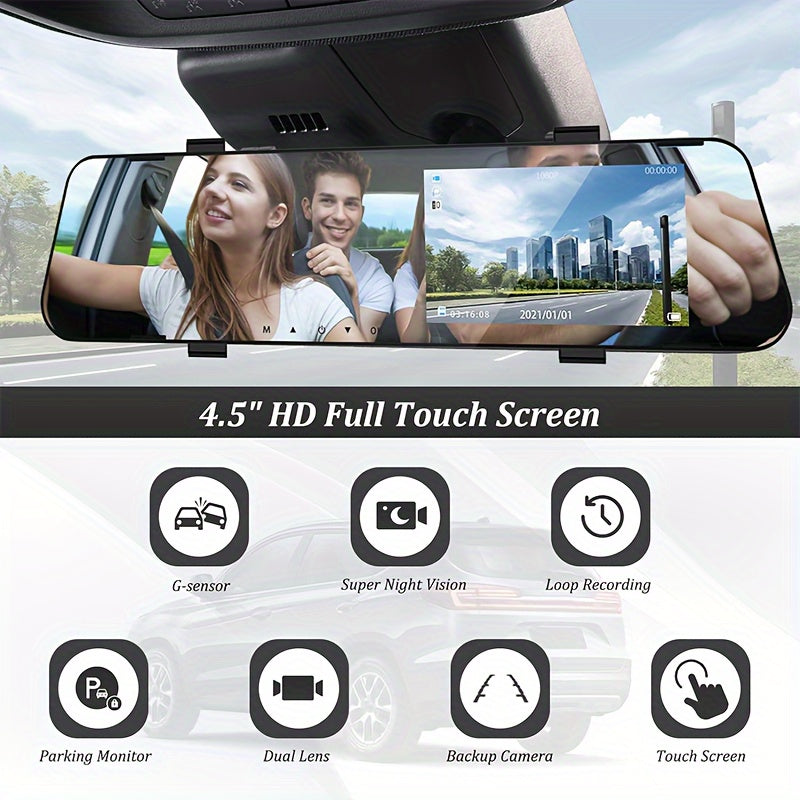 Dual Mirror Dash Cam For Cars With Hd Video