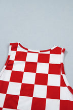 Black Checkerboard Printed Slim Tank Top
