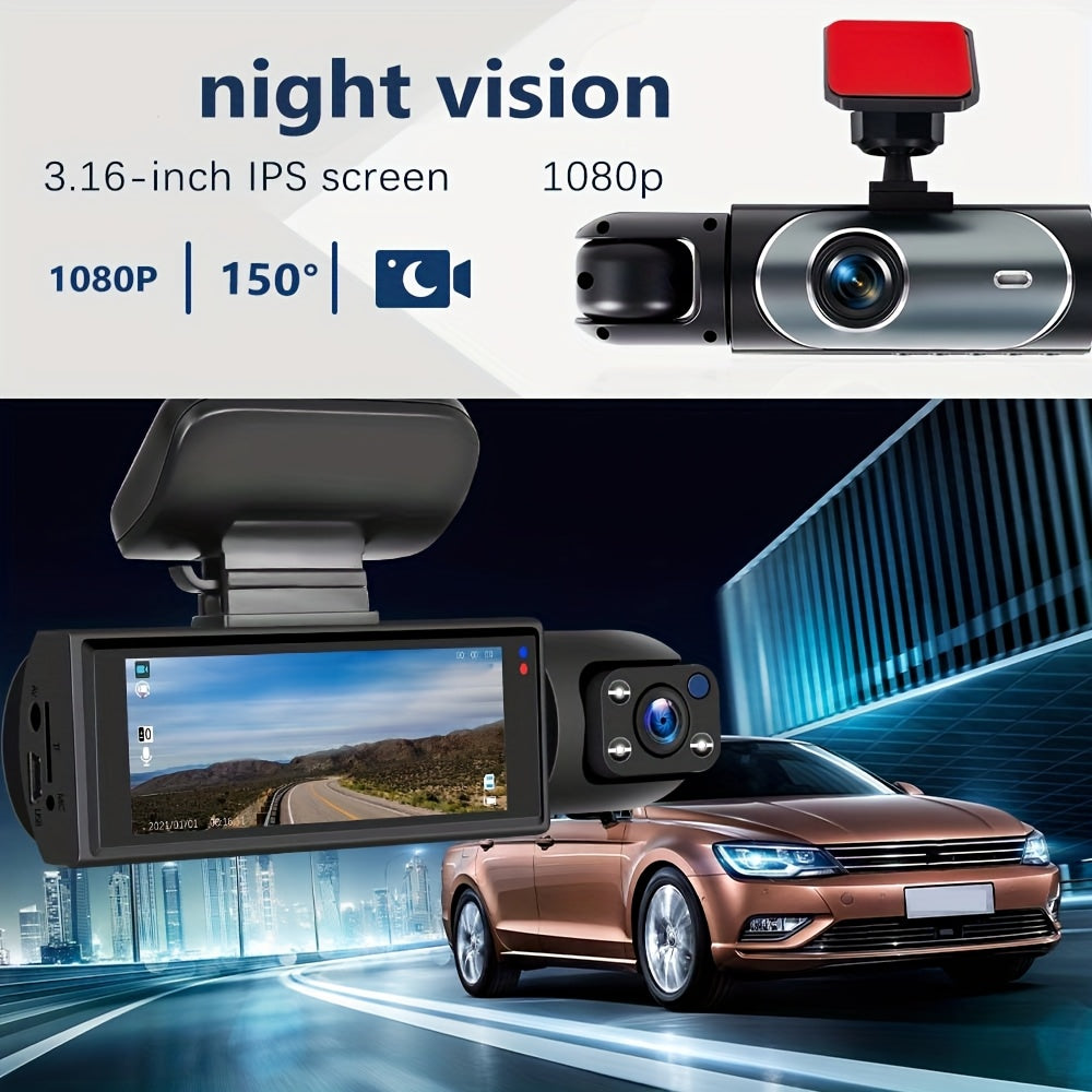 Dual Dash Cam With Night Vision 1080p