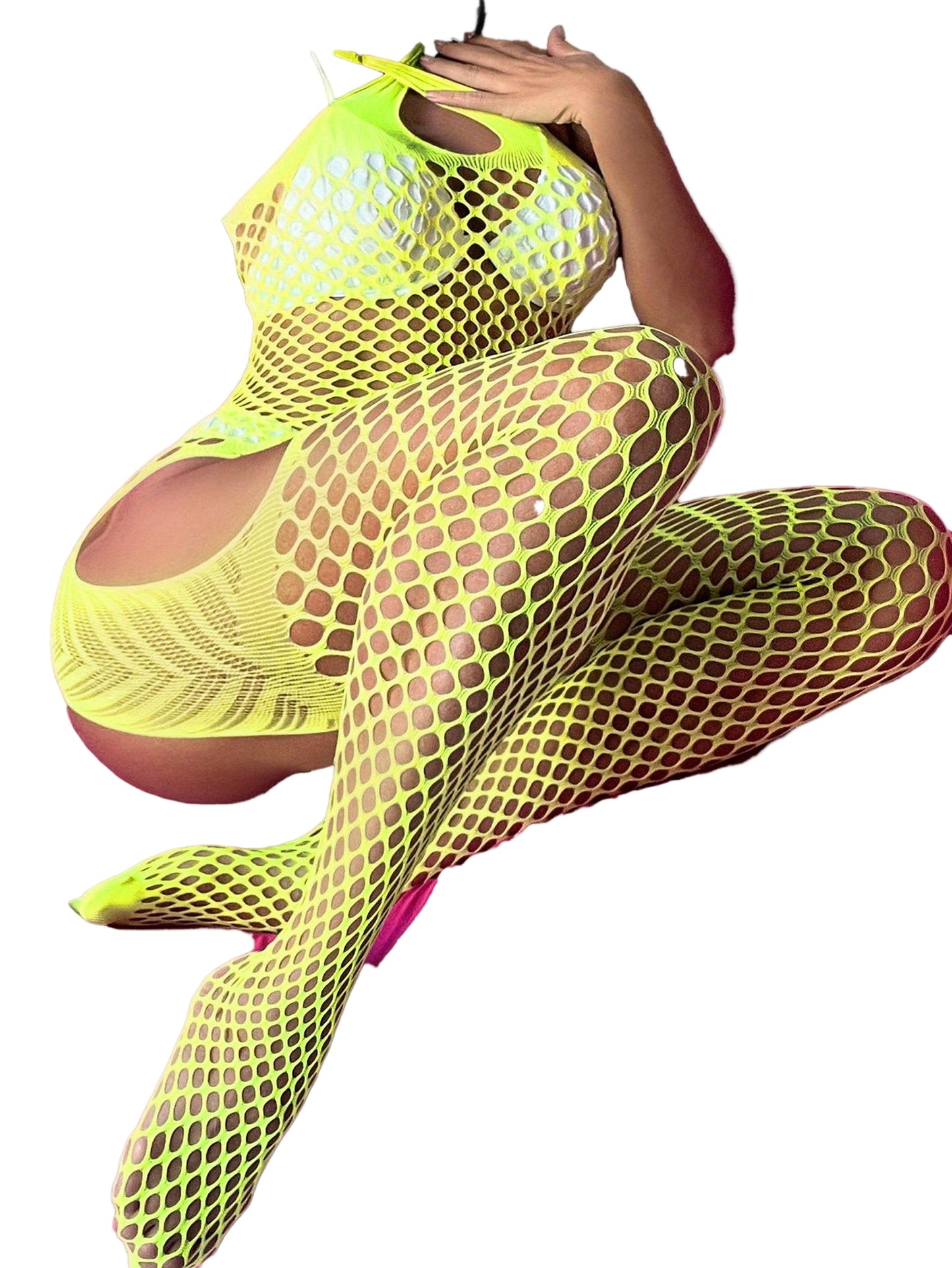 Close-Up of Fishnet Texture in Plus Size Bodysuit