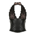 Lace Corset Top with Halter Neck Design