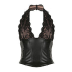 Lace Corset Top with Halter Neck Design