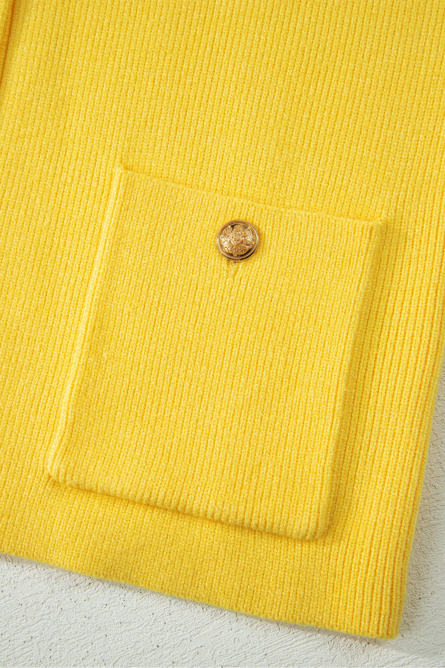 White Solid Color Sleeveless Knit Button Pocketed Sweater