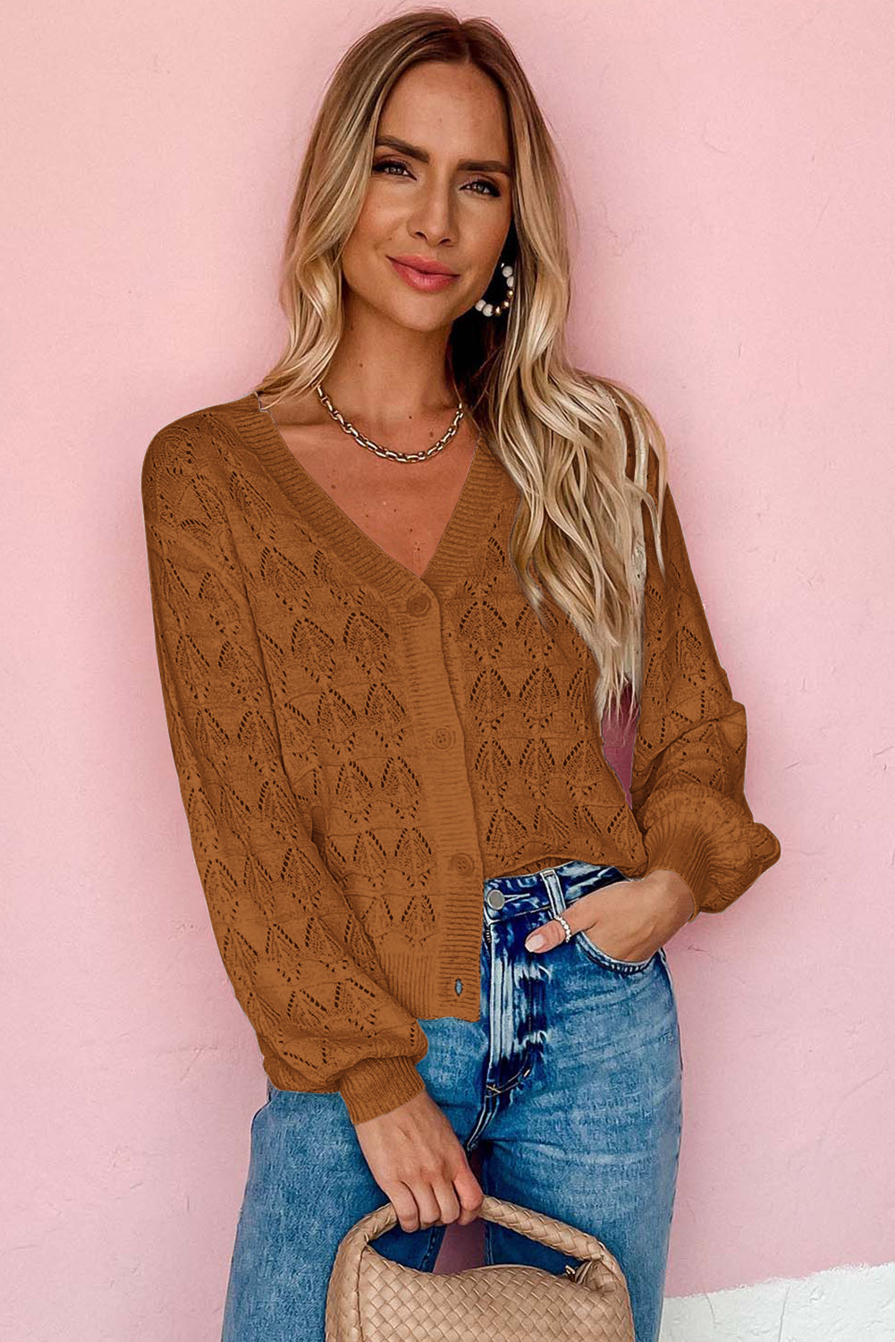 Brown Crochet Cardigan For Women