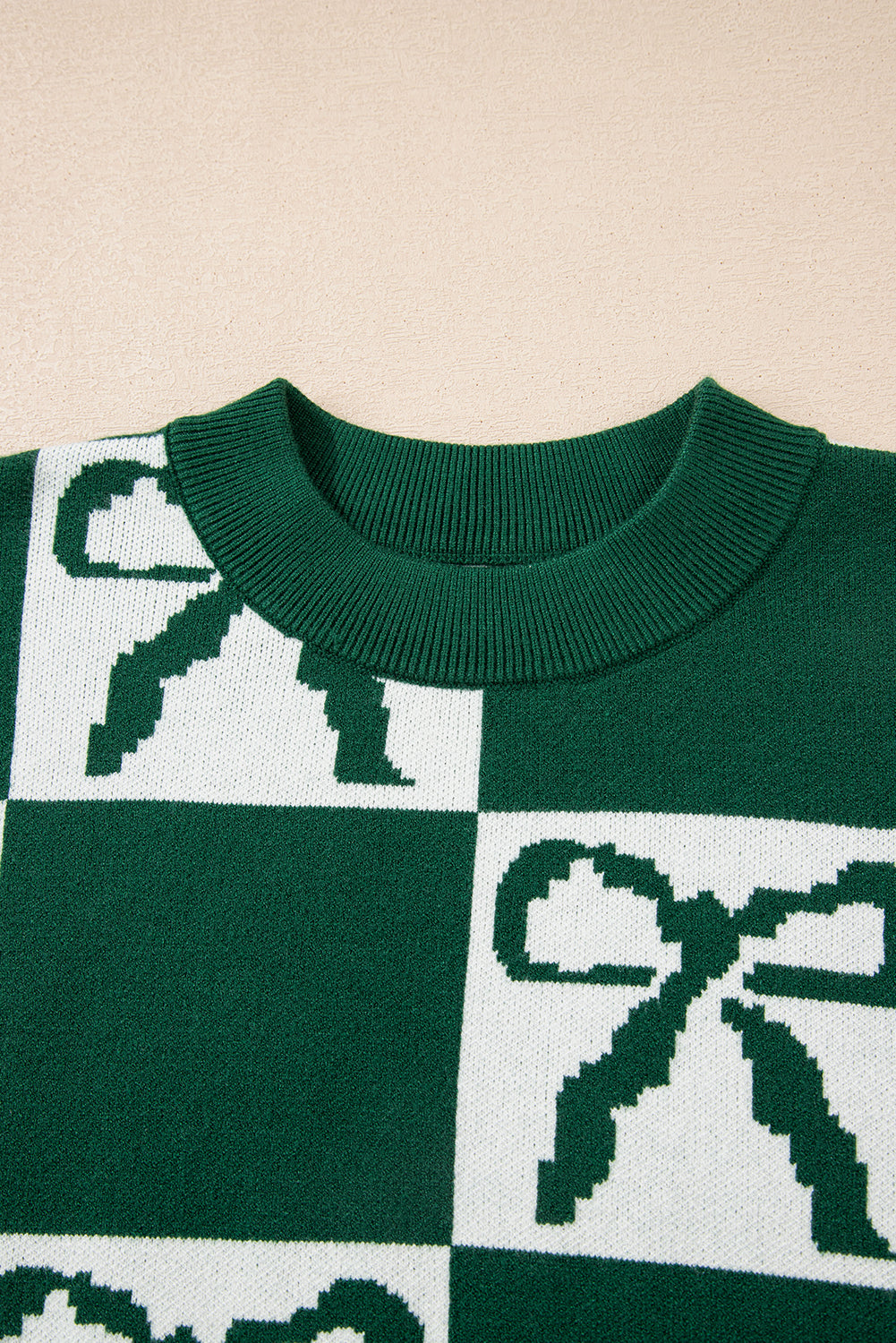 Blackish Green Checkered Sweater For Trendy Style