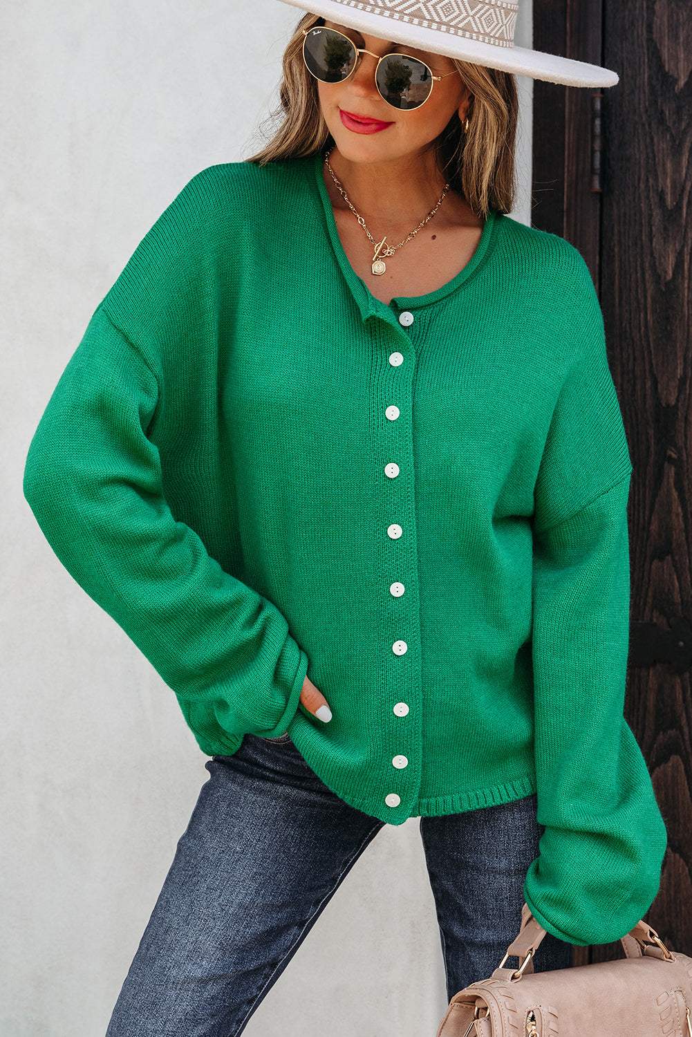 Bright Green Knit Cardigan For Trendy Styles
