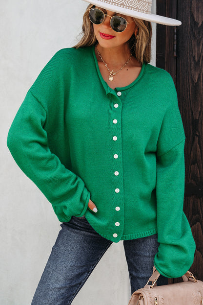 Bright Green Knit Cardigan For Trendy Styles