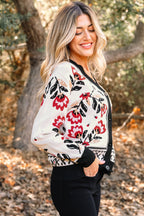 Dear-Lover Beige Floral Knit Cardigan For Chic Style