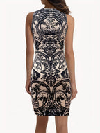 Baroque Pattern Mini Dress For Chic Style