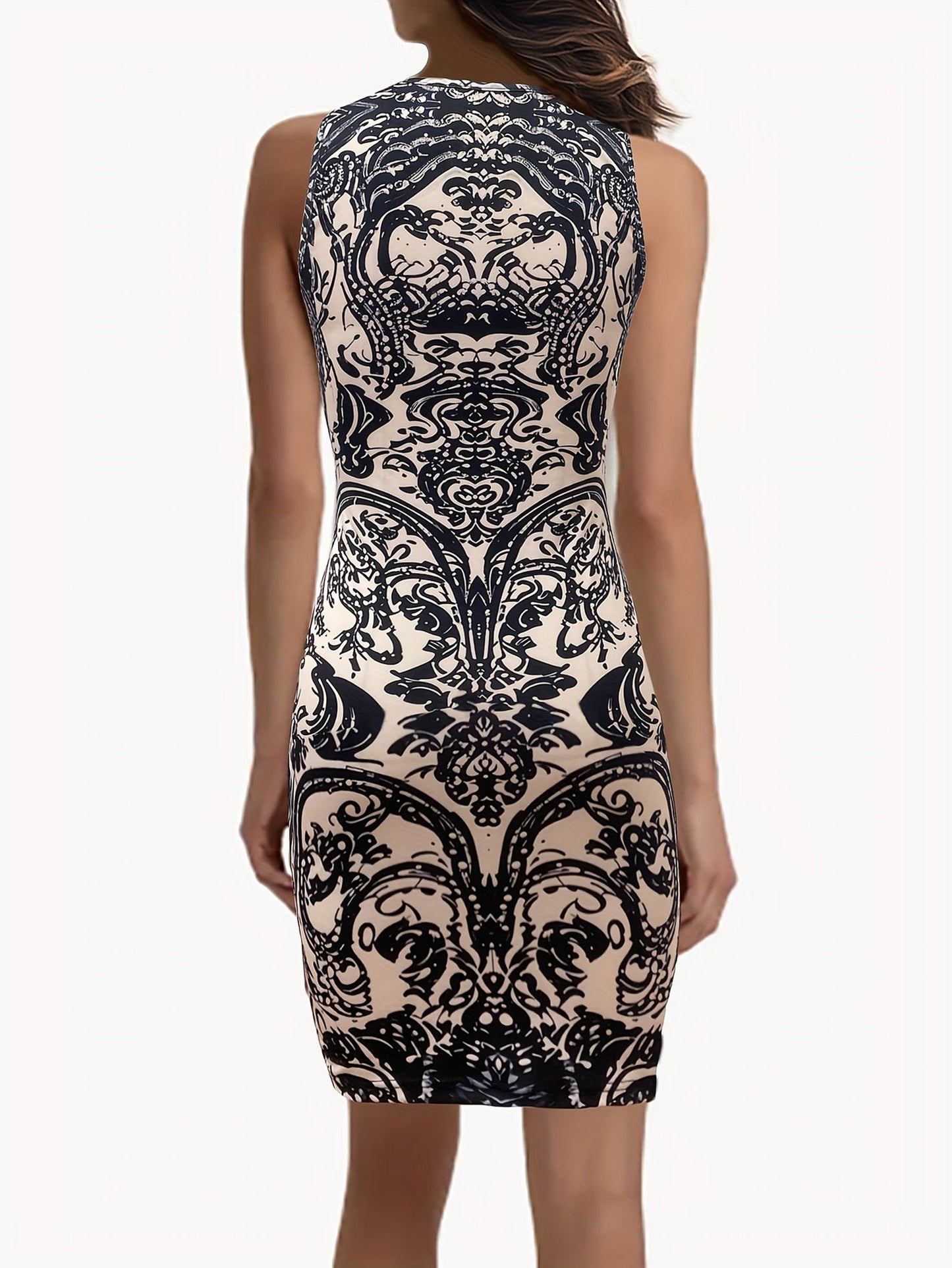 Baroque Pattern Mini Dress For Chic Style