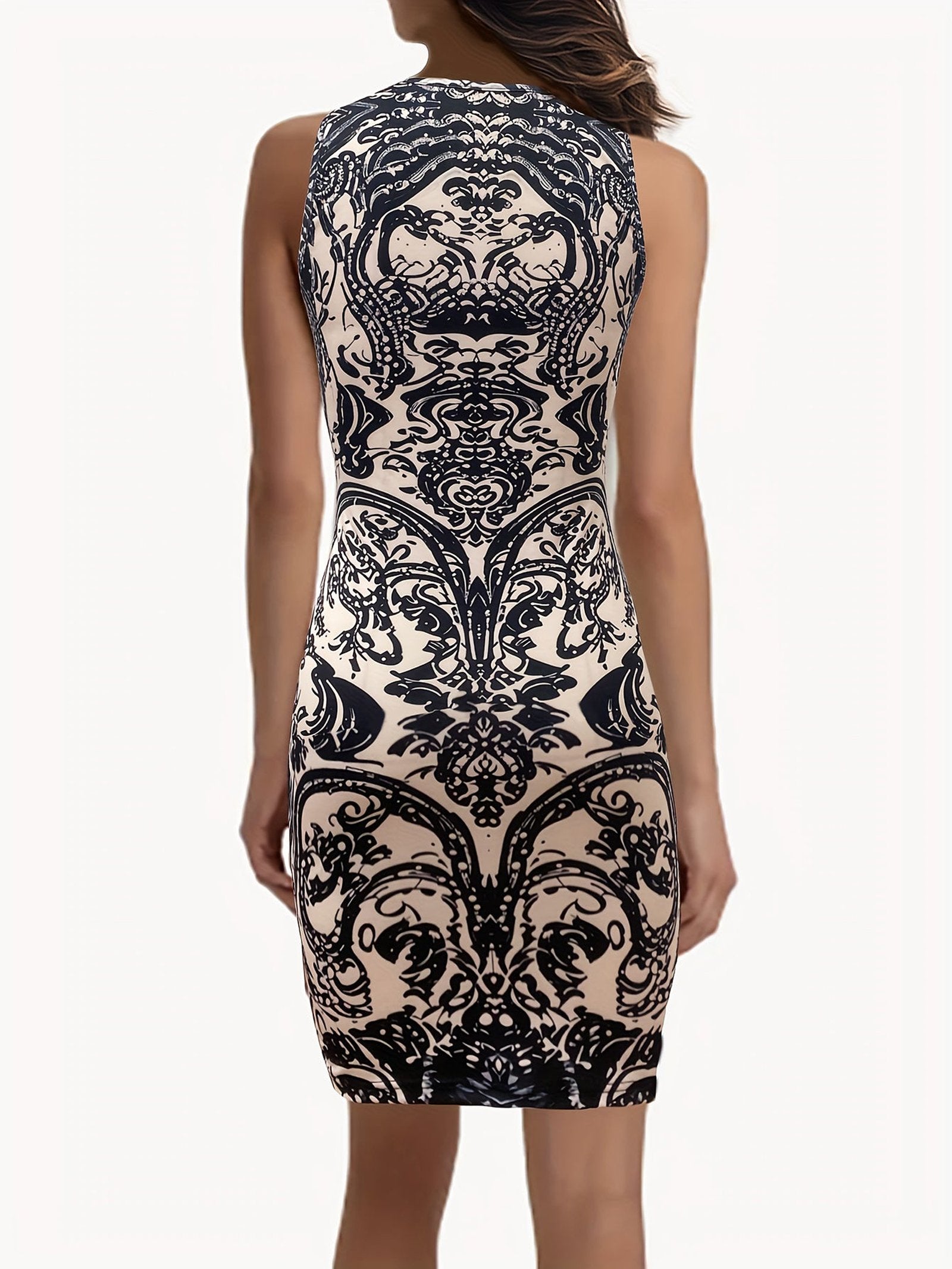 Baroque Pattern Mini Dress For Chic Style