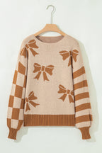 Yellow Ribbon Bow Print Sweater