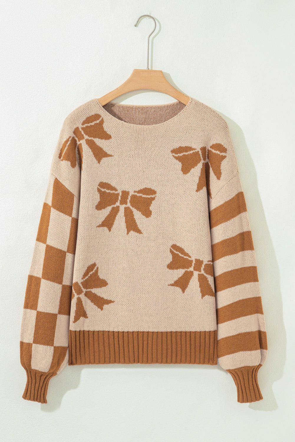 Yellow Ribbon Bow Print Sweater