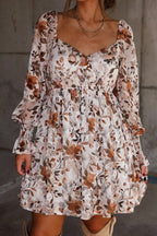 White Floral Print Mini Dress Boho