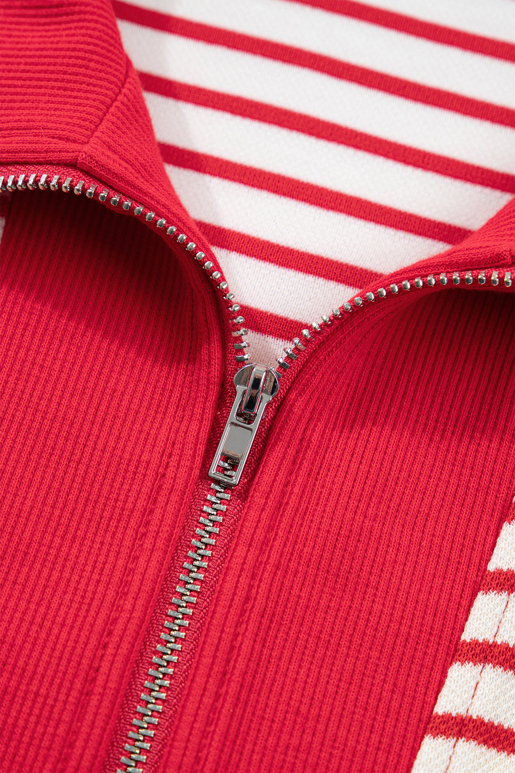 Green Stripe Quarter Zip Polo Collar T Shirt Dress with Pockets