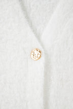 Dear-Lover Smoke Gray Fuzzy Cardigan For Cozy Style