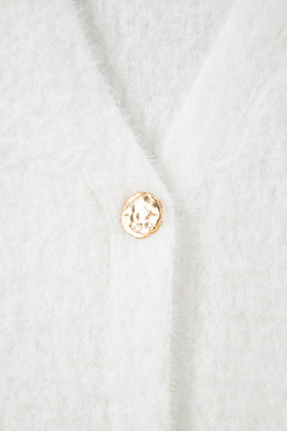 Dear-Lover Smoke Gray Fuzzy Cardigan For Cozy Style