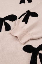 Pearl Embellished Bow Sweater For Chic Style