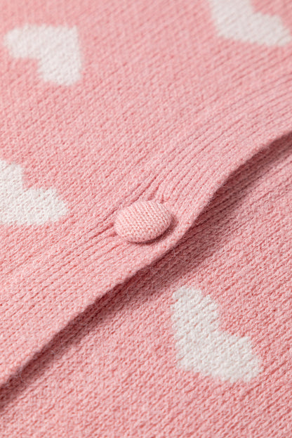 Light Pink Heart Cardigan Sweater