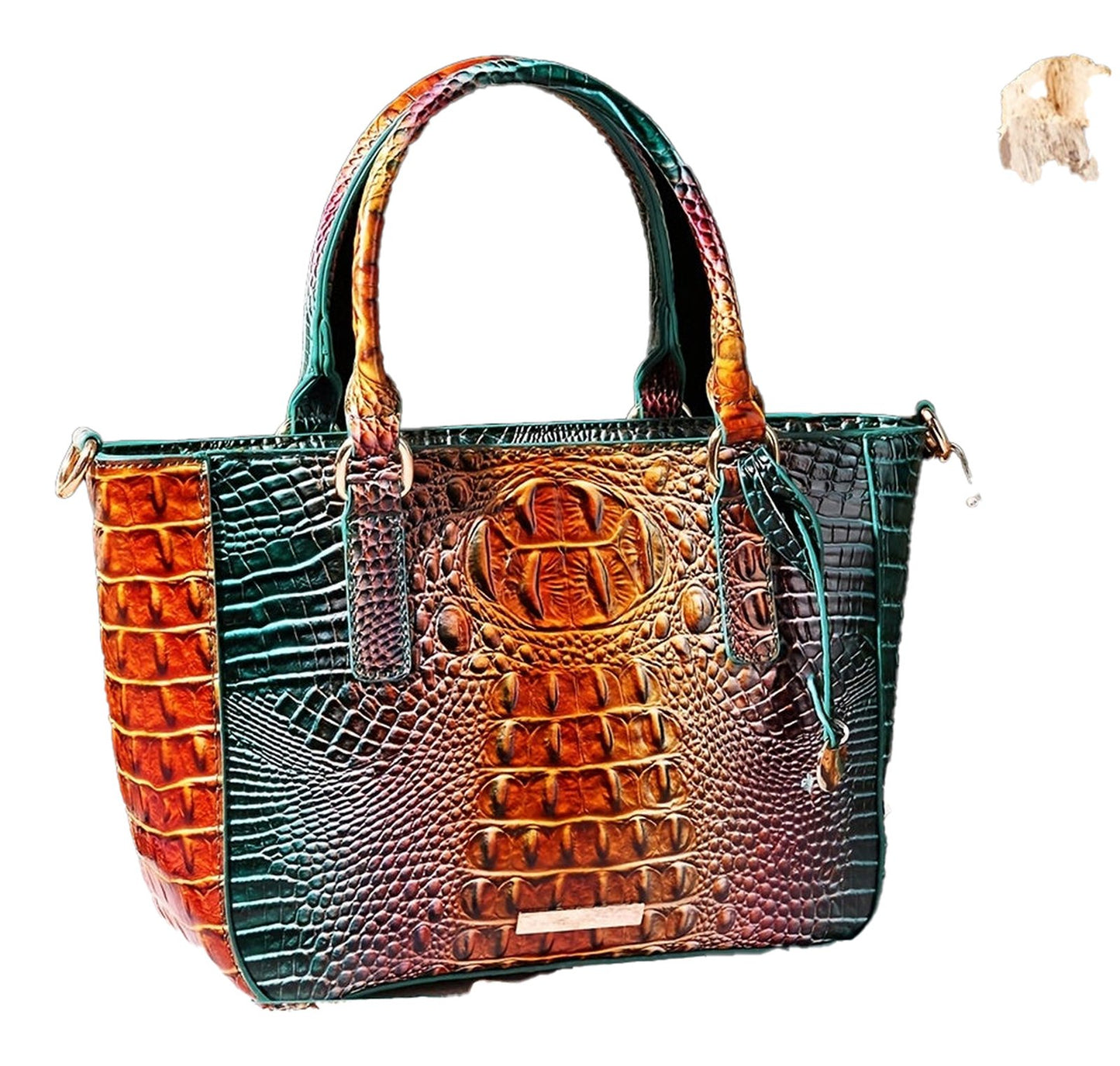 Crocodile Pattern Satchel Handbag Pink