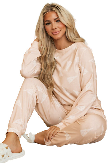 Apricot Christmas Tree Pajama Set