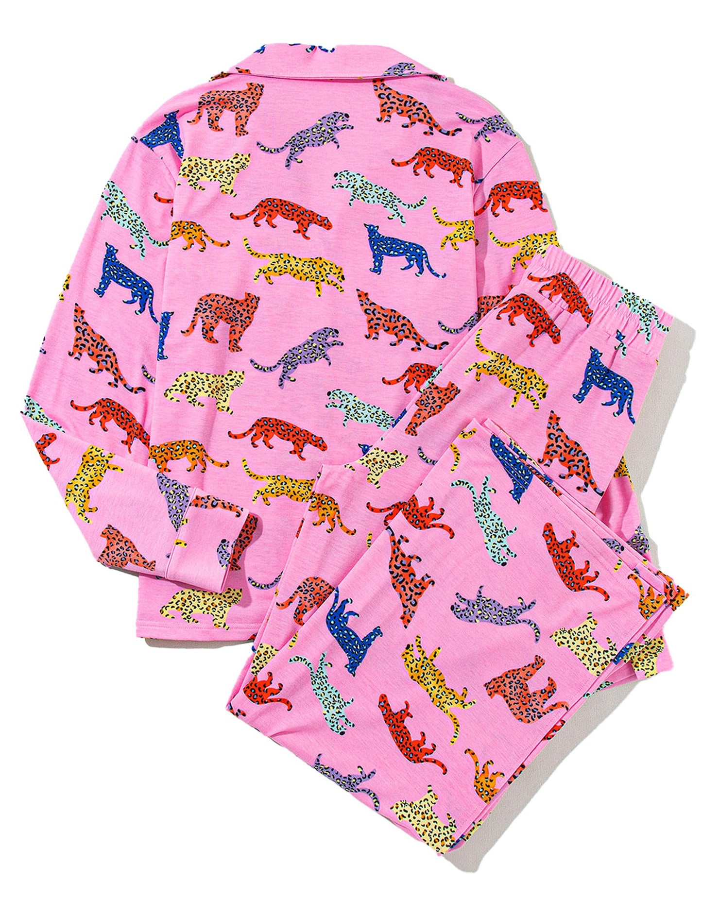 Pink Cheetah Print Pajama Set For Comfort