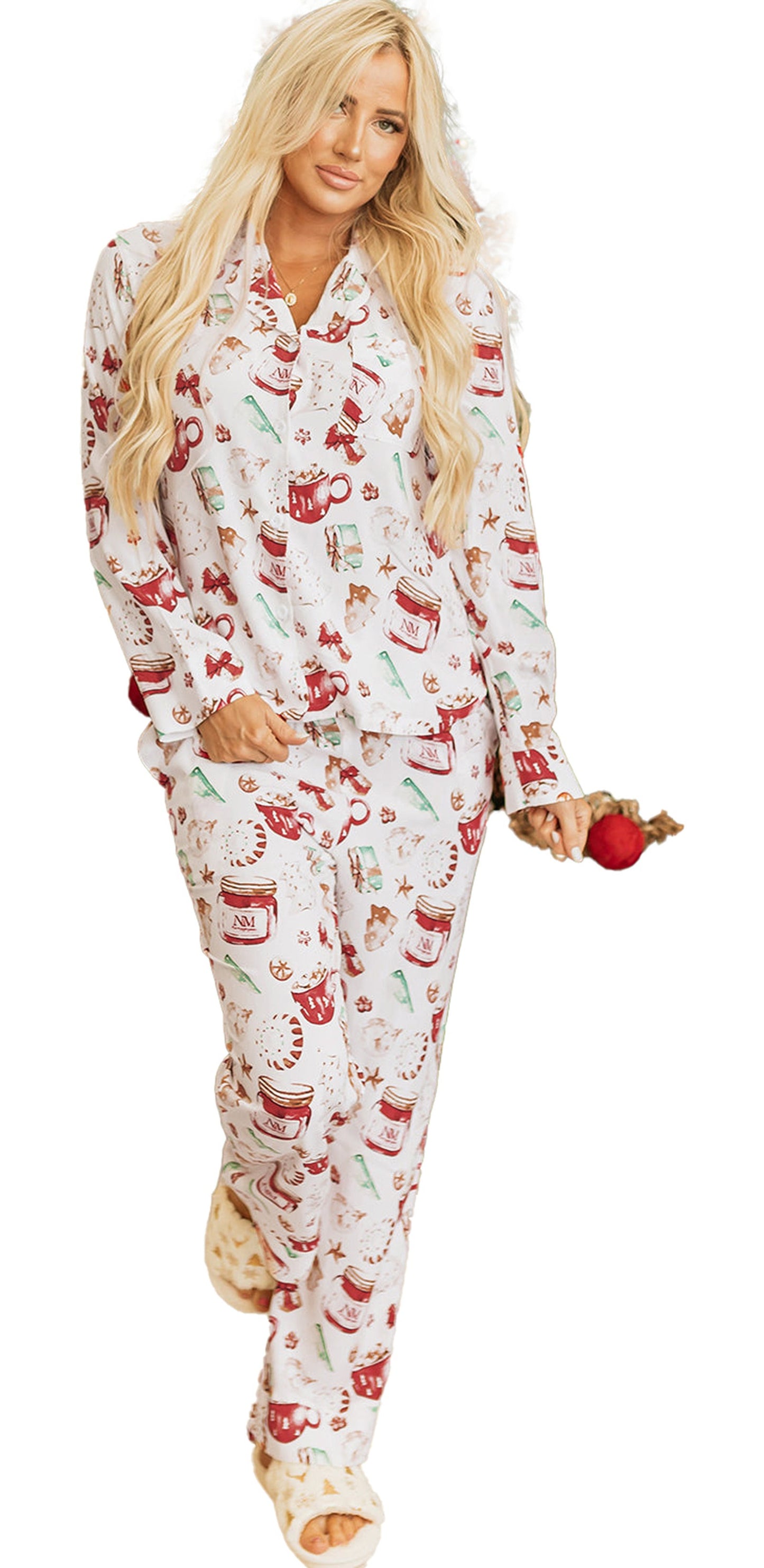 White Christmas Pajama Set For Cozy Nights
