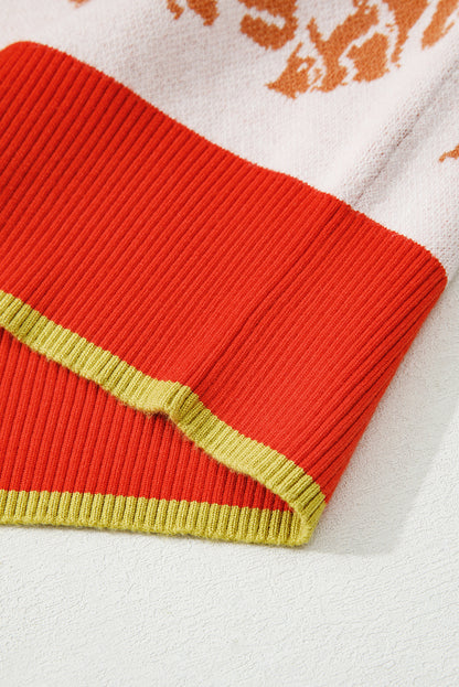 Khaki Floral Pullover Sweater