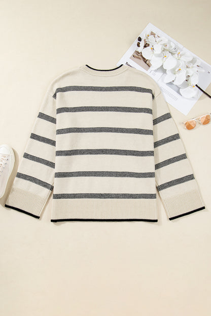 Plus Size Apricot Stripe Sweater