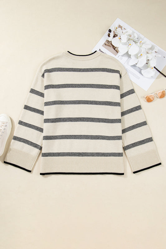 Plus Size Apricot Stripe Sweater