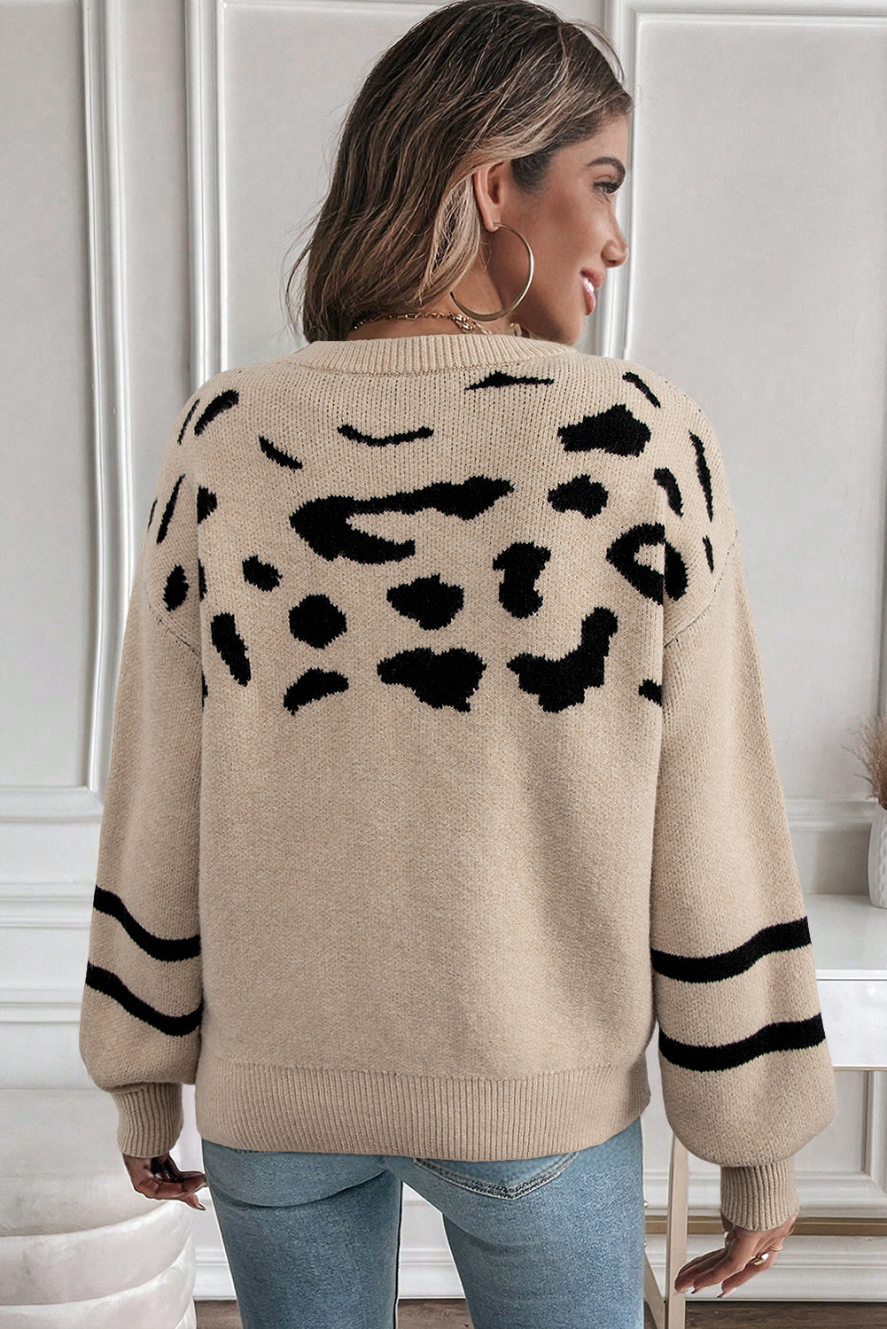 Khaki Leopard Sweater For Trendy Styles