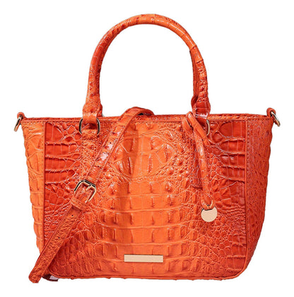Crocodile Pattern Satchel Handbag Pink