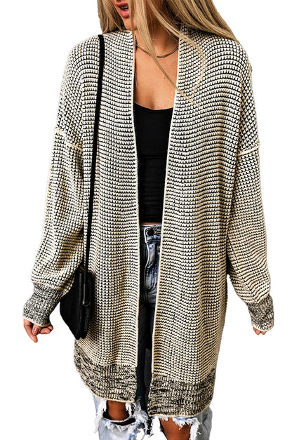 LuckeLadybug gray plaid open front cardigan in a stylish oversized design for casual wear