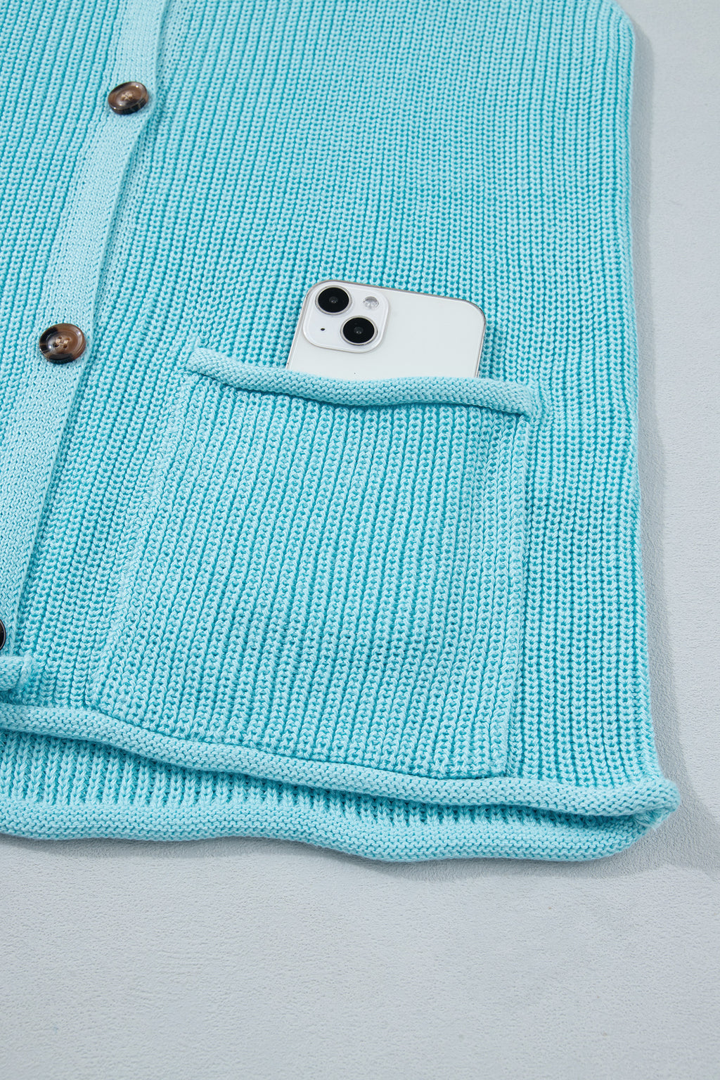 Pink Solid Color Knit V Neck Button Front Sweater Vest