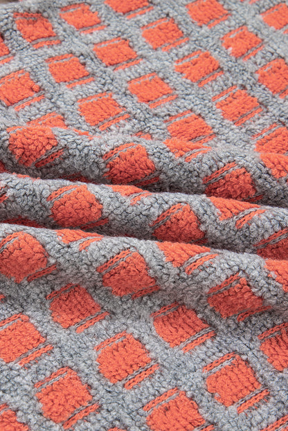 Pink Checkered Oversized Sweater