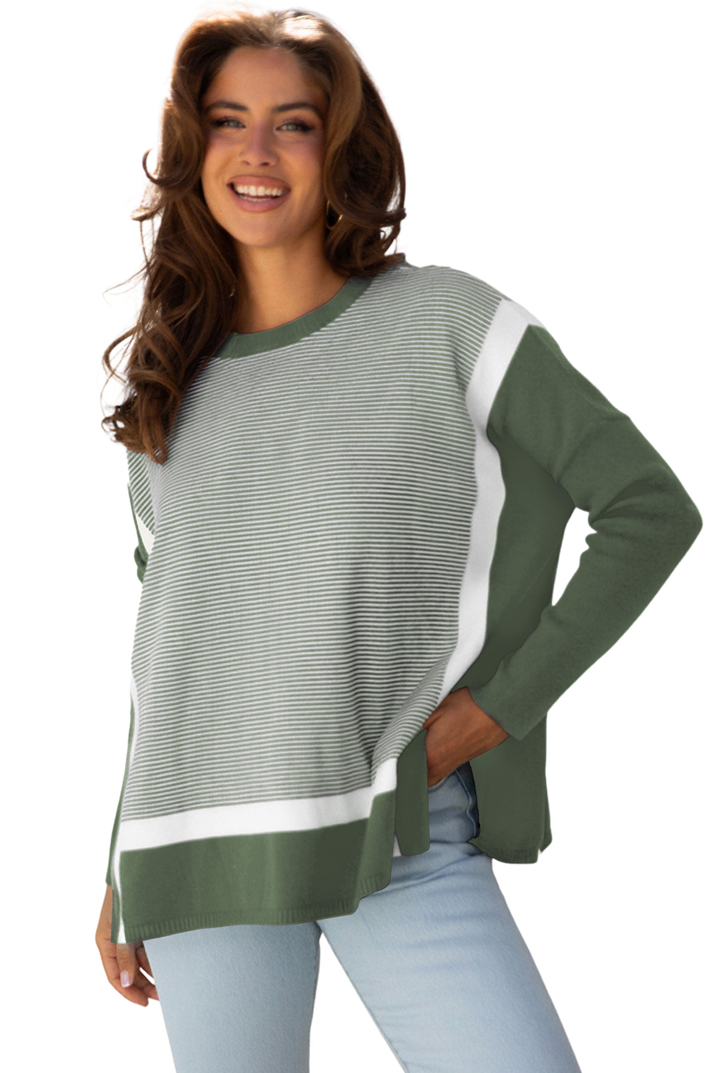 Green Stripe Oversized Sweater