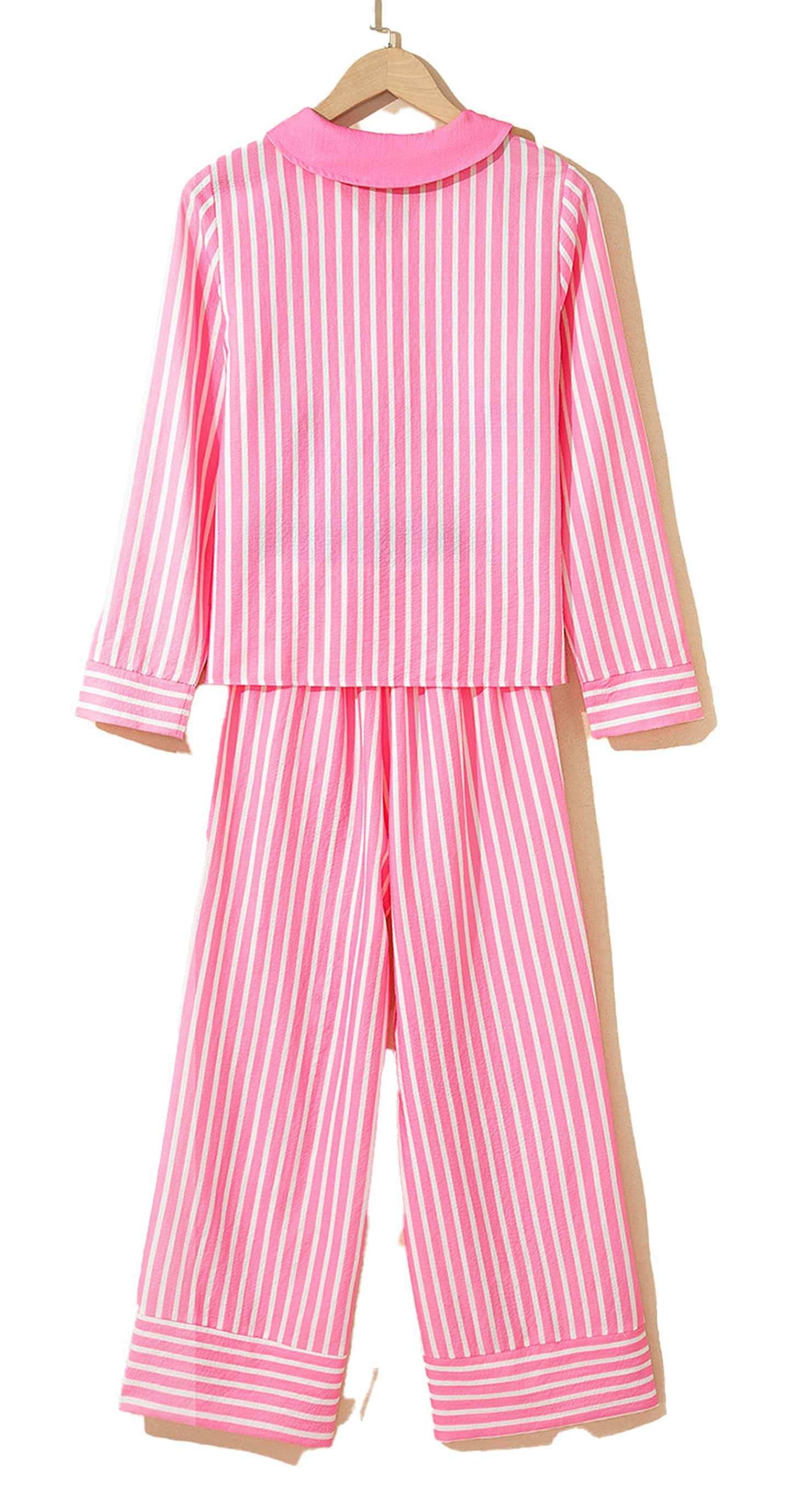 Pink Striped Sleepwear Set For Comfort