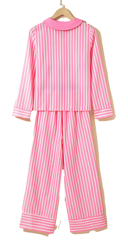 Pink Striped Sleepwear Set For Comfort