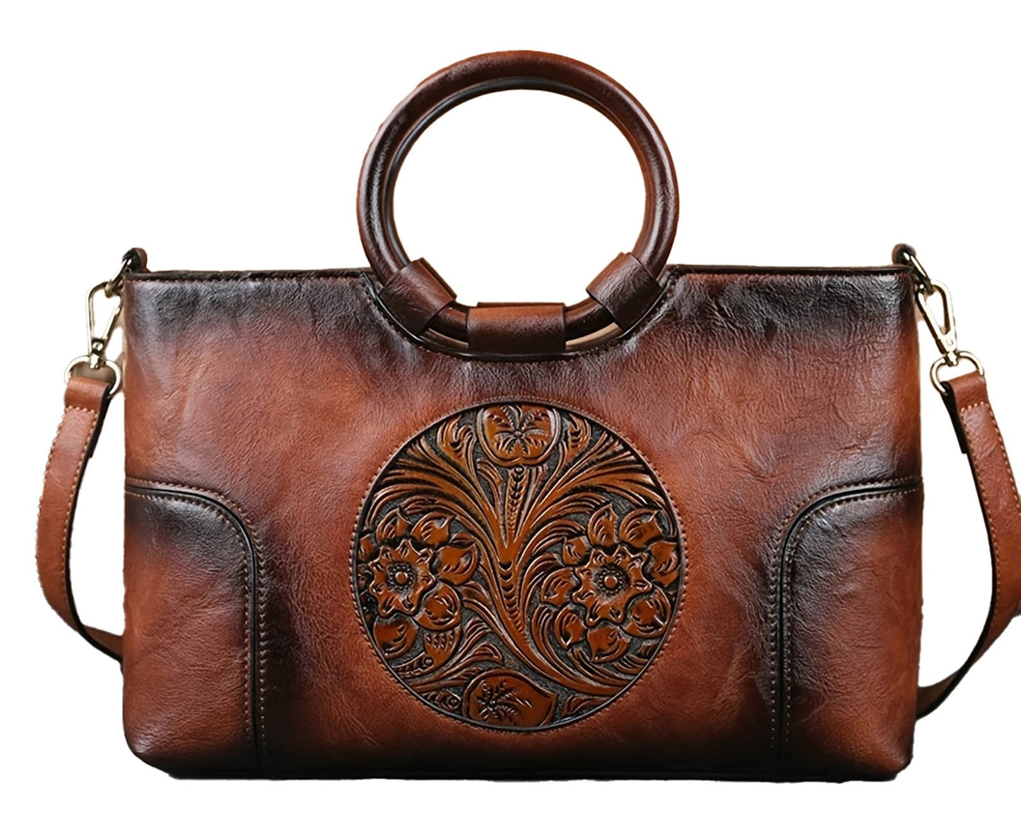 Vintage Flower Embossed Tote Bag