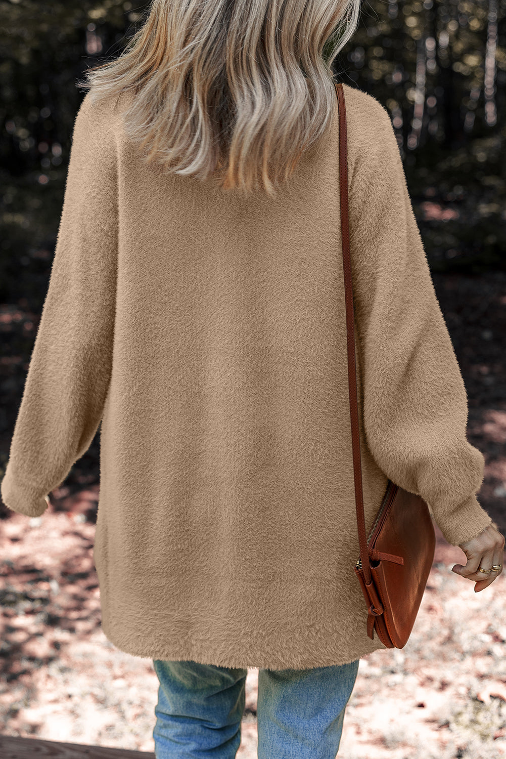 Dear-Lover Smoke Gray Fuzzy Cardigan For Cozy Style