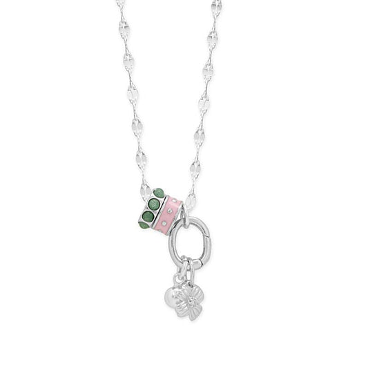 Nature's Blooms! 18" Rhodium Plated Charm Necklace
