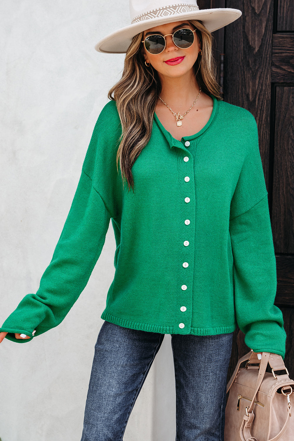 Bright Green Knit Cardigan For Trendy Styles