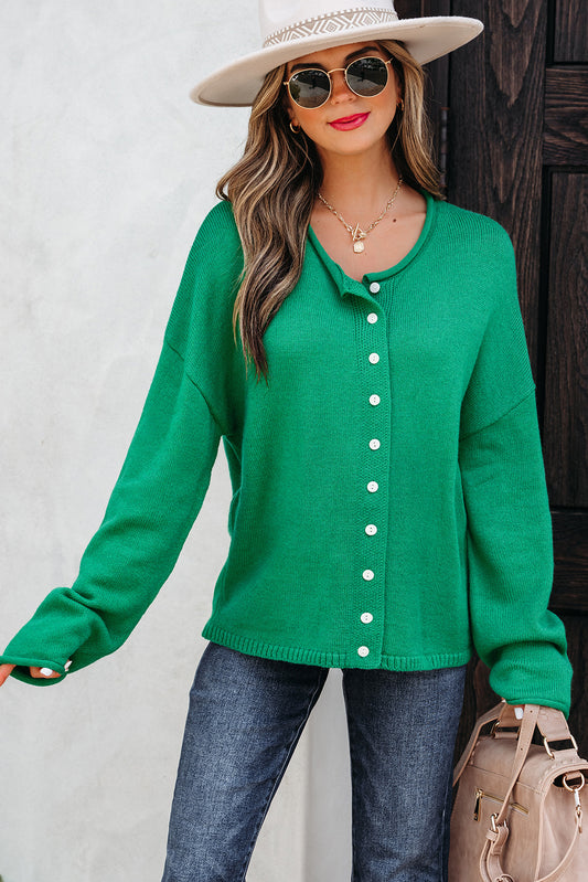 Bright Green Knit Cardigan For Trendy Styles