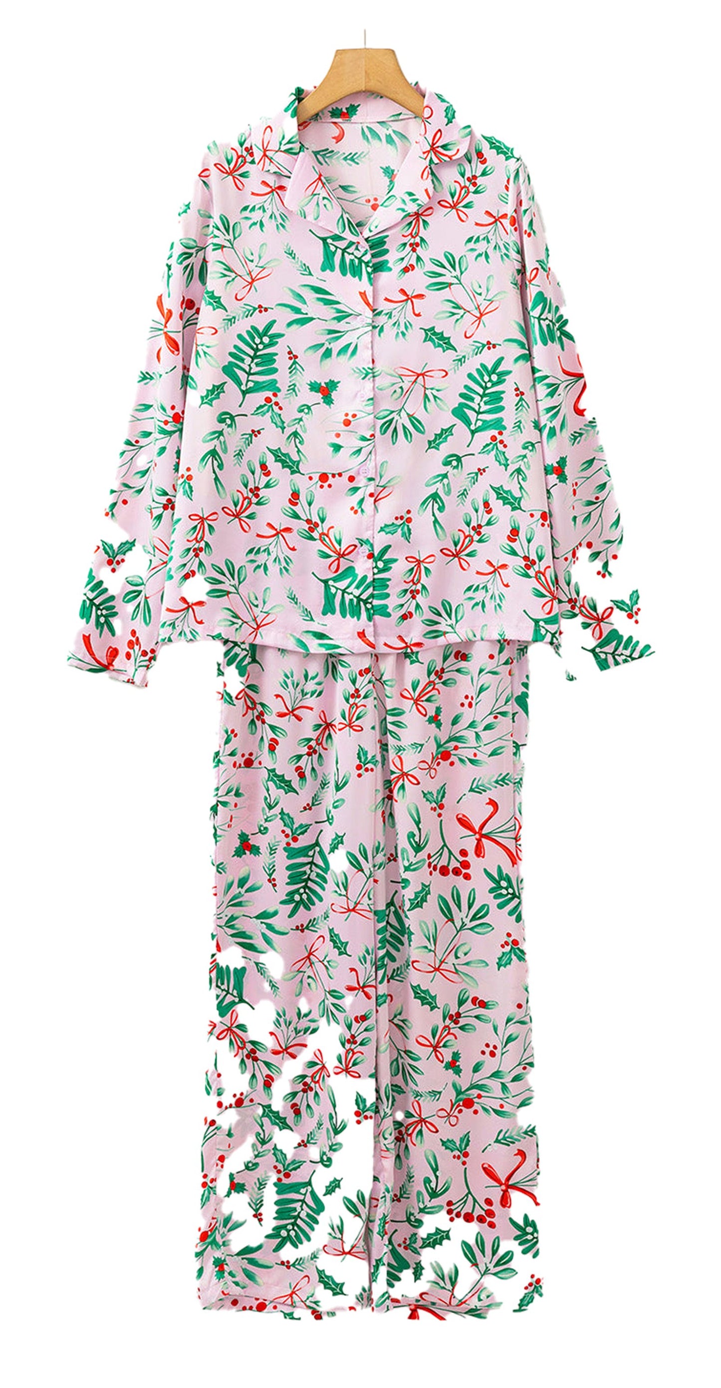 Pink Christmas Pajama Set For Women