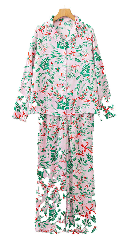 Pink Christmas Pajama Set For Women